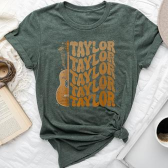 Taylor First Name I Love Taylor Girl Groovy 80'S Vintage Bella Canvas T-shirt - Seseable