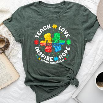 Teach Love Inspire Hope Be Kind Autism Awareness Month Bella Canvas T-shirt - Seseable