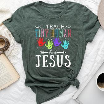 I Teach Tiny Humans About Jesus Teacher Sunday School Squad Bella Canvas T-shirt - Thegiftio UK