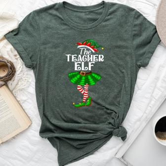Teacher Elf Christmas Costume Matching Family Elf Squad Bella Canvas T-shirt - Seseable