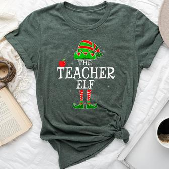 Teacher Elf Matching Family Group Christmas Party Pajama Bella Canvas T-shirt - Thegiftio UK
