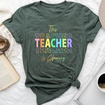 This Teacher Is Glowing Hello Summer End Of School Bella Canvas T-shirt | Mazezy
