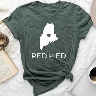 Teacher Red For Ed Maine Public Education Bella Canvas T-shirt - Monsterry