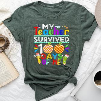 My Teacher Survived 100 Days Of Me Happy 100Th Day Of School Bella Canvas T-shirt | Mazezy