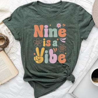 Ten Is A Vibe 9Th Birthday Groovy Boys Girls 9 Years Old Bella Canvas T-shirt - Monsterry UK