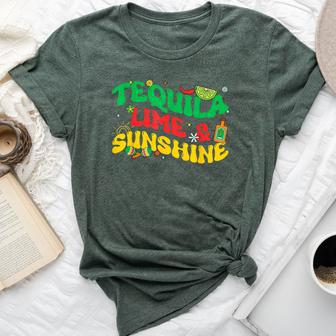 Tequila Lime Sunshine Retro Groovy Cinco De Mayo Drinking Bella Canvas T-shirt - Monsterry