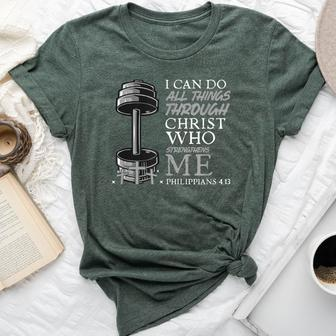 Can Do All Things Weightlifter Gym Christian Bible Verse Bella Canvas T-shirt - Seseable