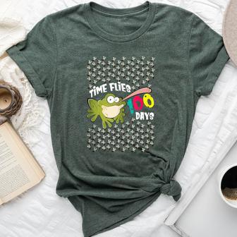 Time Flies 100 Days Teacher Student Frog Fly School Bella Canvas T-shirt - Monsterry DE