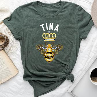 Tina Name Tina Birthday Queen Crown Bee Tina Bella Canvas T-shirt - Seseable