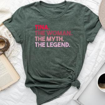 Tina The Woman The Myth The Legend Personalized Tina Bella Canvas T-shirt - Thegiftio UK
