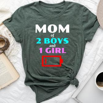 Tired Mom Of 2 Boys And 1 Girl Mother Sons Daughters Bella Canvas T-shirt - Monsterry DE