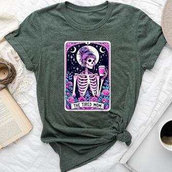 The Tired Mom Tarot Card Witchy Floral Skeleton Bella Canvas T-shirt - Thegiftio UK
