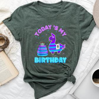 Todays My Birthday Llama Birthday Party Decorations Boys Bella Canvas T-shirt | Mazezy