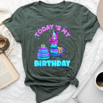 Todays My Birthday Llama Birthday Party Decorations Boys Kid Bella Canvas T-shirt | Mazezy
