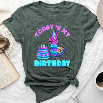 Todays My Birthday Llama Birthday Party Decorations Boys Kid Bella Canvas T-shirt - Seseable