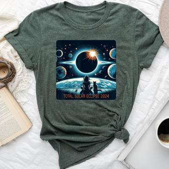 Total Solar Eclipse 2024 Girl Cat Eclipse Bella Canvas T-shirt - Monsterry CA