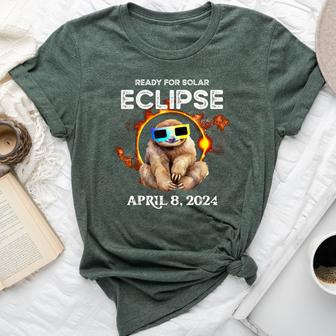 Total Solar Eclipse 2024 Sloth With Solar Eclipse Glasses Bella Canvas T-shirt - Monsterry UK