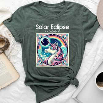 Total Solar Eclipse 2024 Totality Spring Unicorn Girl Bella Canvas T-shirt | Mazezy