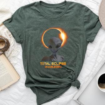Total Solar Eclipse April 8 2024 Alien Ufo Boy Girl Bella Canvas T-shirt - Thegiftio UK