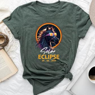 Total Solar Eclipse Horse Wearing Glasses Solar 2024 Eclipse Bella Canvas T-shirt | Mazezy