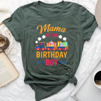 Train Bday Party Railroad Mama Of The Birthday Boy Theme Bella Canvas T-shirt - Seseable