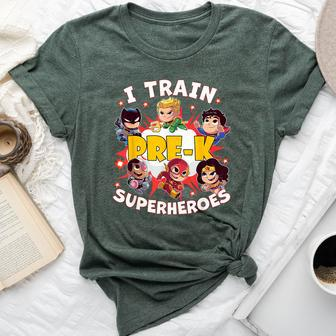 I Train Pre-K Superheroes Back To School Teacher Bella Canvas T-shirt - Monsterry DE