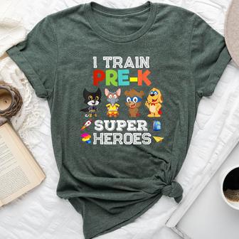 I Train Pre-K Superheroes Back To School Teacher Gif Bella Canvas T-shirt - Monsterry DE