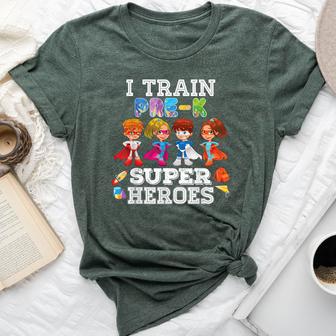 I Train Pre-K Superheroes Back To School Teacher Kid Bella Canvas T-shirt - Monsterry CA