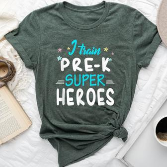 I Train Pre K Superheroes Teacher Team T Bella Canvas T-shirt - Monsterry UK