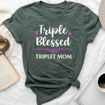 Triple Blessed Triplet Mom Mothers Mom Of Triplets Bella Canvas T-shirt - Monsterry UK