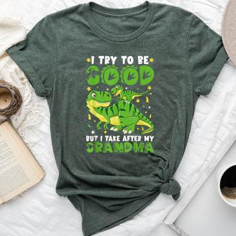 I Try To Be Good But I Take After My Grandma Dinosaur Bella Canvas T-shirt - Thegiftio UK