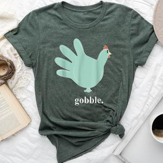 Turkey Glove Gobble Thanksgiving Thankful Nurse Bella Canvas T-shirt - Seseable