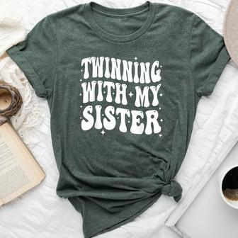 Twinning With My Sister Groovy Twin Day Spirit Week Sister Bella Canvas T-shirt - Monsterry UK