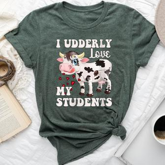 I Udderly Love My Students Cow Teacher Cow Appreciation Day Bella Canvas T-shirt - Monsterry