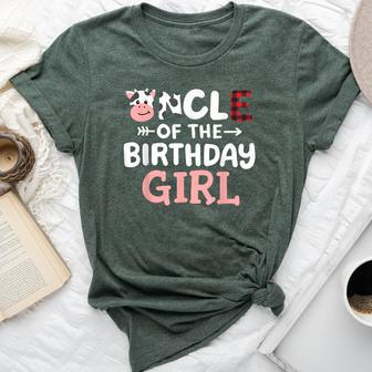 Uncle Of The Birthday Girl Cow Farm Party Matching Family Bella Canvas T-shirt - Thegiftio UK