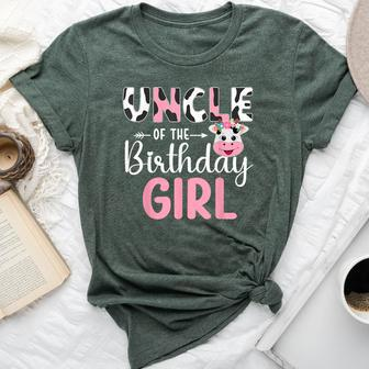 Uncle Of The Birthday Girl Farm Cow 1 St Birthday Girl Bella Canvas T-shirt - Seseable