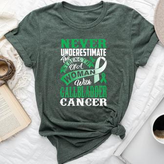 Never Underestimate The With Gallbladder Cancer Bella Canvas T-shirt - Thegiftio UK