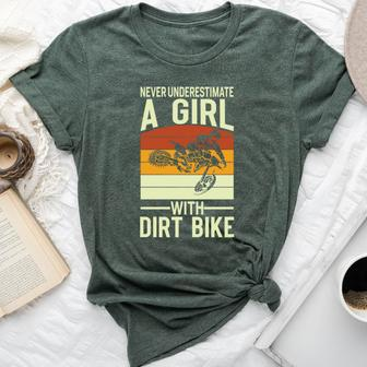 Never Underestimate A Girl On A Dirt Bike Motocross Bella Canvas T-shirt - Seseable