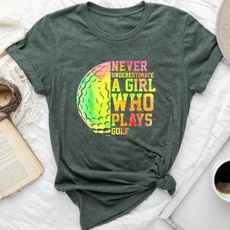 Never Underestimate A Girl Who Plays Golf Sports Lover Bella Canvas T-shirt | Mazezy