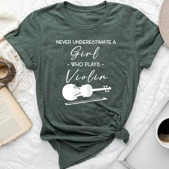 Never Underestimate A Girl Who Plays Violin Violinist Music Bella Canvas T-shirt | Mazezy
