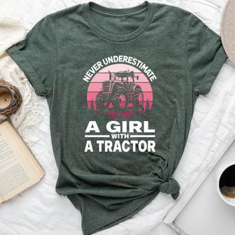 Never Underestimate A Girl With A Tractor Farmer Bella Canvas T-shirt - Seseable