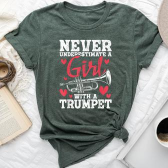 Never Underestimate A Girl With A Trumpet Trumpeter Music Bella Canvas T-shirt | Mazezy