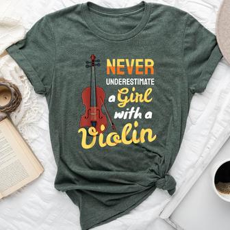 Never Underestimate A Girl With A Violin Violinist Bella Canvas T-shirt - Thegiftio UK