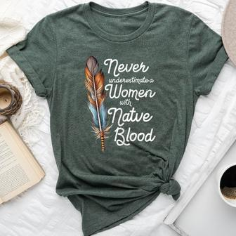 Never Underestimate A With Native Blood American Bella Canvas T-shirt | Mazezy