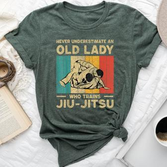 Never Underestimate An Old Lady Bjj Brazilian Jiu Jitsu Bella Canvas T-shirt | Mazezy