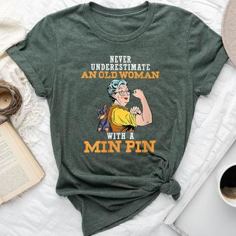 Never Underestimate An Old Woman With A Min Pin Bella Canvas T-shirt - Thegiftio UK