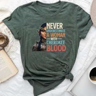 Never Underestimate A Woman With Cherokee Blood Pride Bella Canvas T-shirt | Mazezy