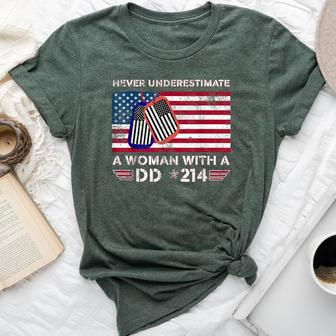 Never Underestimate A Woman With A Dd 214-Patriotic Usa Flag Bella Canvas T-shirt | Mazezy DE