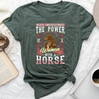 Never Underestimate A Woman With A Horse Bella Canvas T-shirt - Thegiftio UK