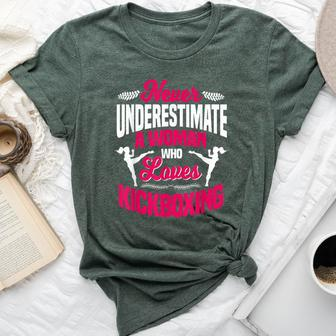 Never Underestimate A Woman Who Loves Kickboxing Kickboxer Bella Canvas T-shirt | Mazezy CA